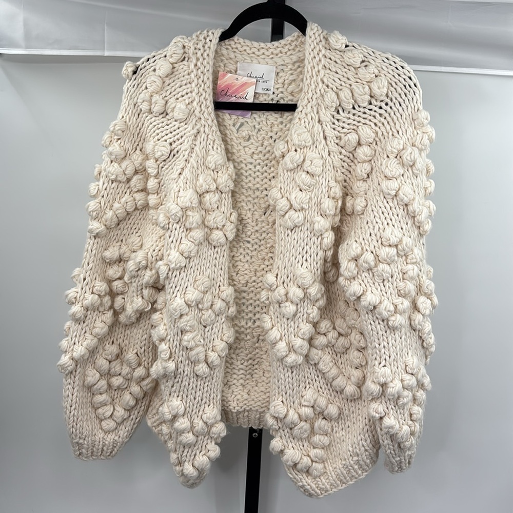 Chicwish‎ Cream Cardigan with Bobble Stitch Detail - Picture 3 of 9